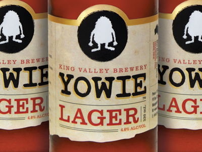 Yowie Lager Branding beer branding die cut gold foil label lager logo packaging