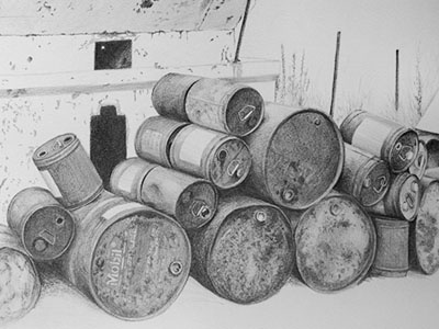 Stacked Drums drawing drums pencil