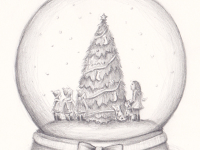 Snow Globe christmas illustration pencil