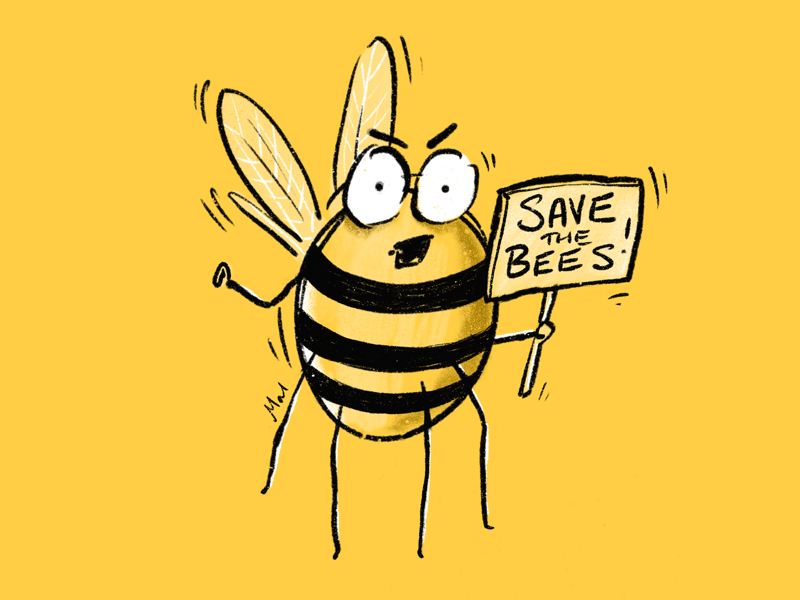 Save the bees colour collective kidlit protest bushfires climate crisis bee climate change illustration