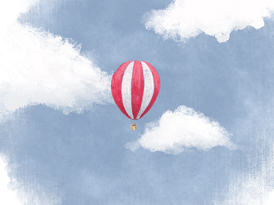 Drifting colour collective hot air balloon illustration wedgewood blue