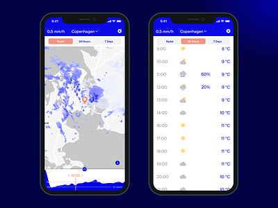 Implementing new functionalities in Regnspotter app app design application blue map
