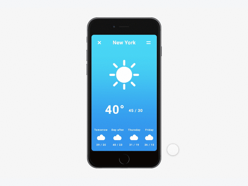 Weather App blck os concept framer.js operating system redesign