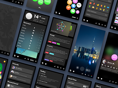 Apps - Night Mode apps blck blckos concept concept operating system paper design preview vector vectoros