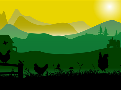 Farm Background background branding chicken farm illustration illustrator landscape layers mountains nature