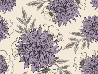 Floral seamless pattern with dahlias and poppies dahlias pattern poppies seamless