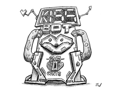 Kiss Bot 9000 carnival clunky experimental ipadpro pencil procreate robot sketch stylized