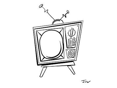 Retro TV antique digital doodle inking ipad pro procreate retro sketch stylized television