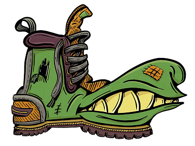 Franken-Boot boot character doodle drawing halloween ink kicks monster october shoe sketch