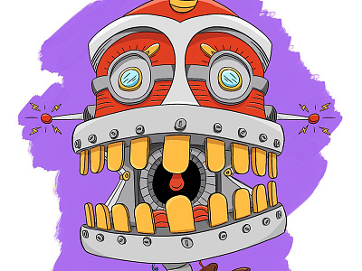 Crunchbot cartoon character digital art ipad pro photoshop procreate robot