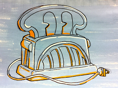 Toast-Bot cartoon character ink paint posca robot toaster