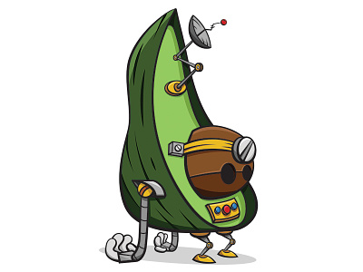Avocado Bot cartoon character digital illustrator lil bots robot