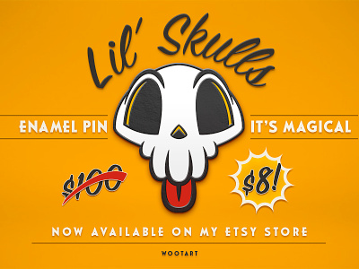 Lil' Skulls Enamel Pin advertisement enamel lil merchandise monster pin self promotion skeleton skull