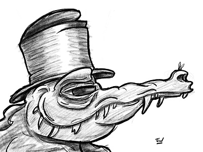 Gator Gentleman animal cartoon character digital pencil procreate stylized top hat