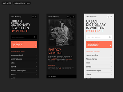 Urban Dictionary App app daily design dictionary dot illustration list mobile ui word