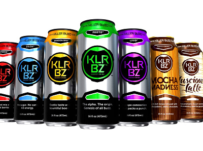 Killer Buzz bottle branding energy drink packaging