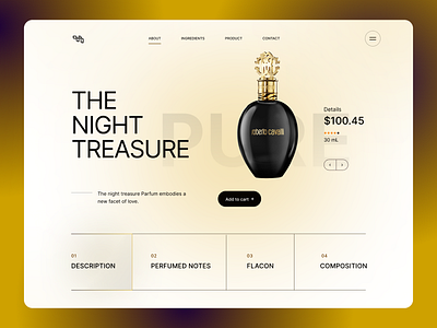 Product landing page, perfumes.