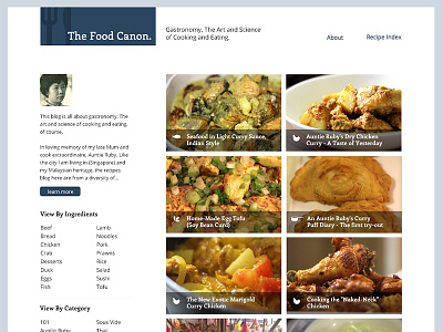 Food Canon blog food blog foodie minimal recipe index web design