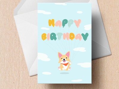 Birthday Card card card design corgi cute dog illustration procreate