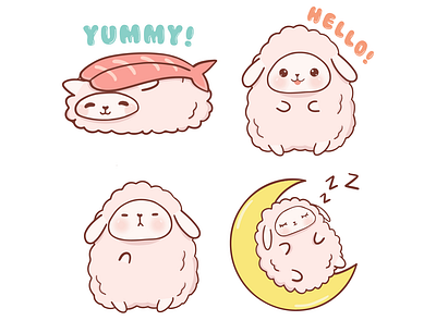 Mister Fleece Chat Sticker alpaca chat sticker cute doodle illustration illustrator procreate sheep sticker stickers