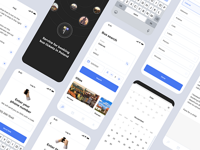 Service for booking bus tickets booking bus mobile mobile app mockuos service tickets trips ui ux