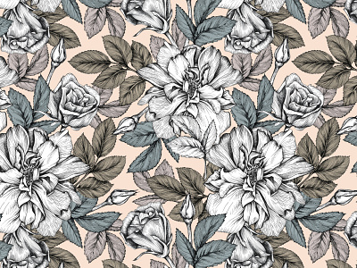 Pattern with roses blossom