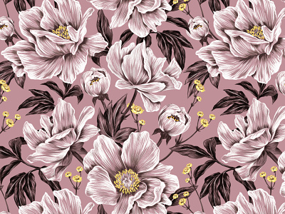 Seamless floral pattern with peonies decoration
