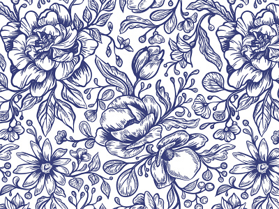 Illustration of graphic flowers and leaves decoration drawing illustration