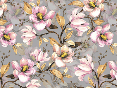 Seamless pattern with magnolias