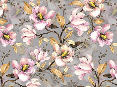 Seamless pattern with magnolias design