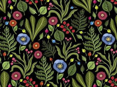 Seamless floral pattern ornament