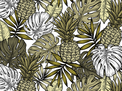 Seamless pattern with pineapples