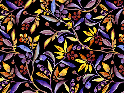 Abstract decorative seamless watercolor floral pattern.