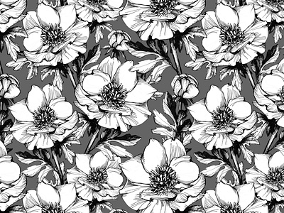 Graphic floral seamless pattern. design drawing flowers graphics hand drawn illustration ink pattern seamless