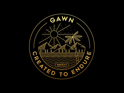 Gawn Created to Endure adventure apparel art badge badge logo branding design illustration landscape line monoline nature outdoor patches pin sticker t shirt tee vector vintage