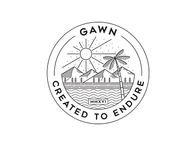 Gawn Created To Endure adventure apparel art badge branding illustration landscape line logo logodesign monoline nature outdoor patches pin sticker t shirt tee vector vintage