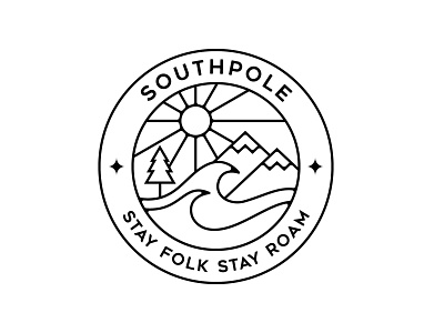 Southpole adventure apparel art badge branding design illustration landscape line logo monoline nature outdoor patches pin sticker t shirt tee vector vintage