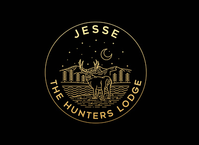 Jesse The Hunters Lodge adventure badge branding design illustration landscape line logo monoline nature
