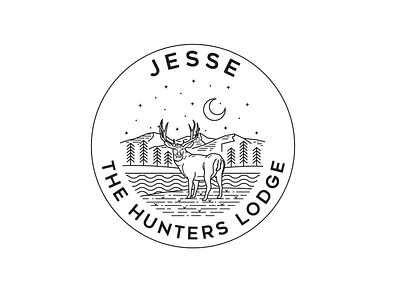 Jesse The Hunters Lodge adventure badge branding design illustration landscape line logo monoline nature