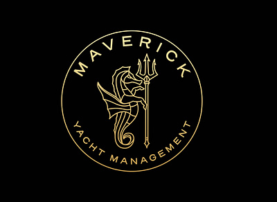 Maverick - Yacht Management adventure apparel badge brand branding design emblem graphic design illustration landscape line lineart linework logo monoline nature sea horse vintage