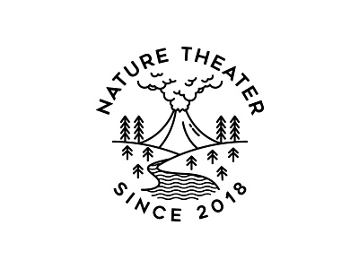 Nature Theater adventure apparel art badge branding design illustration landscape line logo monoline nature outdoor patches pin sticker t shirt tee vector vintage