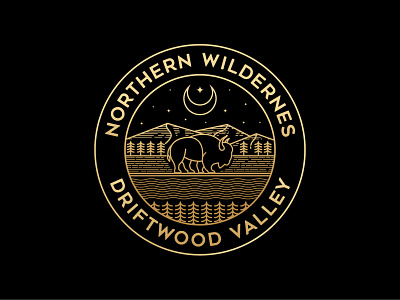 Northern Wildernes adventure apparel art badge branding design illustration landscape line logo monoline nature outdoor patches pin sticker t shirt tee vector vintage