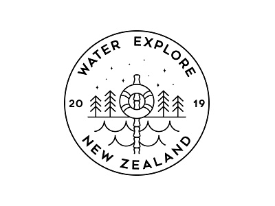 Water Explorer adventure apparel art badge branding design illustration landscape line logo monoline nature outdoor patches pin sticker t shirt tee vector vintage