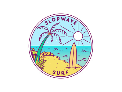 Slopwave adventure apparel badge beach branding illustration landscape line logo monoline nature ocean outdoor patches pin sticker surf t shirt vector vintage