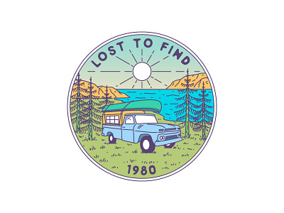 Lost To Find adventure apparel art badge branding design illustration landscape line logo monoline nature outdoor patches pin sticker t shirt tee vector vintage