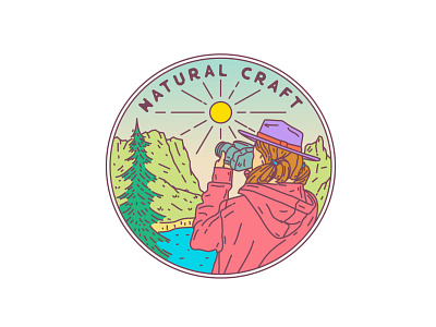 Natural Craft adventure apparel art badge branding design illustration landscape line logo monoline nature outdoor patches pin sticker t shirt tee vector vintage