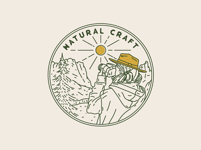 Natural Craft adventure apparel art badge branding design illustration landscape line logo monoline nature outdoor patches pin sticker t shirt tee vector vintage