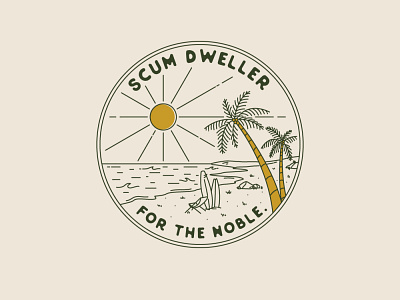 Scum Dweller adventure art badge beach branding design illustration landscape line logo monoline nature outdoor patches pin sticker t shirt tee vector vintage