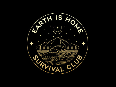 Earth Is Home adventure apparel art badge branding design illustration landscape line logo monoline nature outdoor patches pin sticker t shirt tee vector vintage