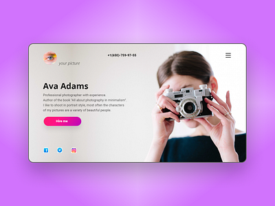 Photographer Ava Adams - website concept design design gray minimal people photo picture site social ui ux web